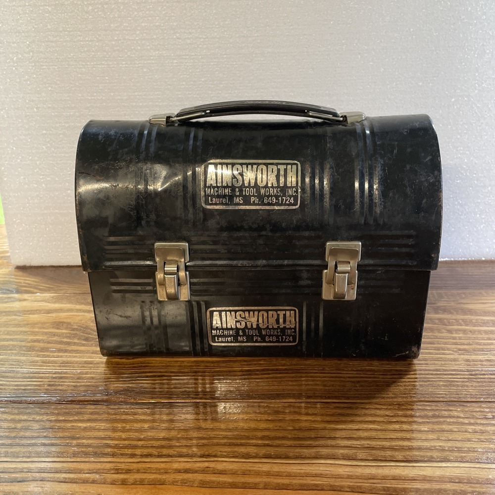 VINTAGE Aladdin Industries METAL Black Lunch Box Nashville, TN USA